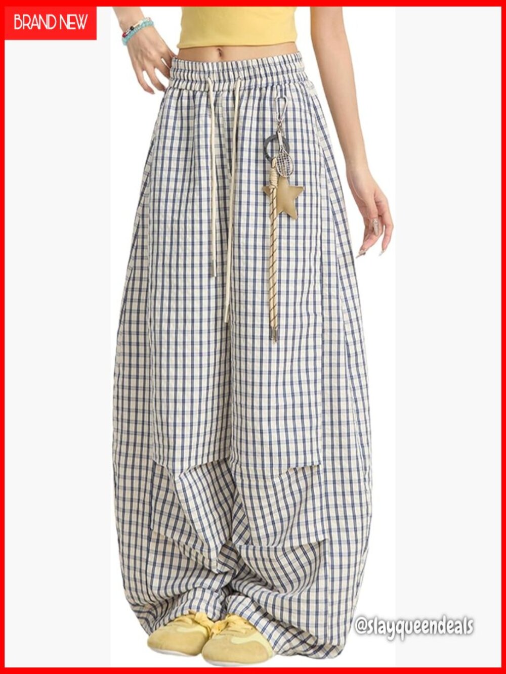 Wide Leg Baggy Cargo Pants Y2K Streetwear Drawstring High Waisted